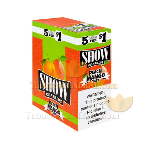 Show Cigarillos Peach Mango TaTa Pre Priced 15 Packs of 5