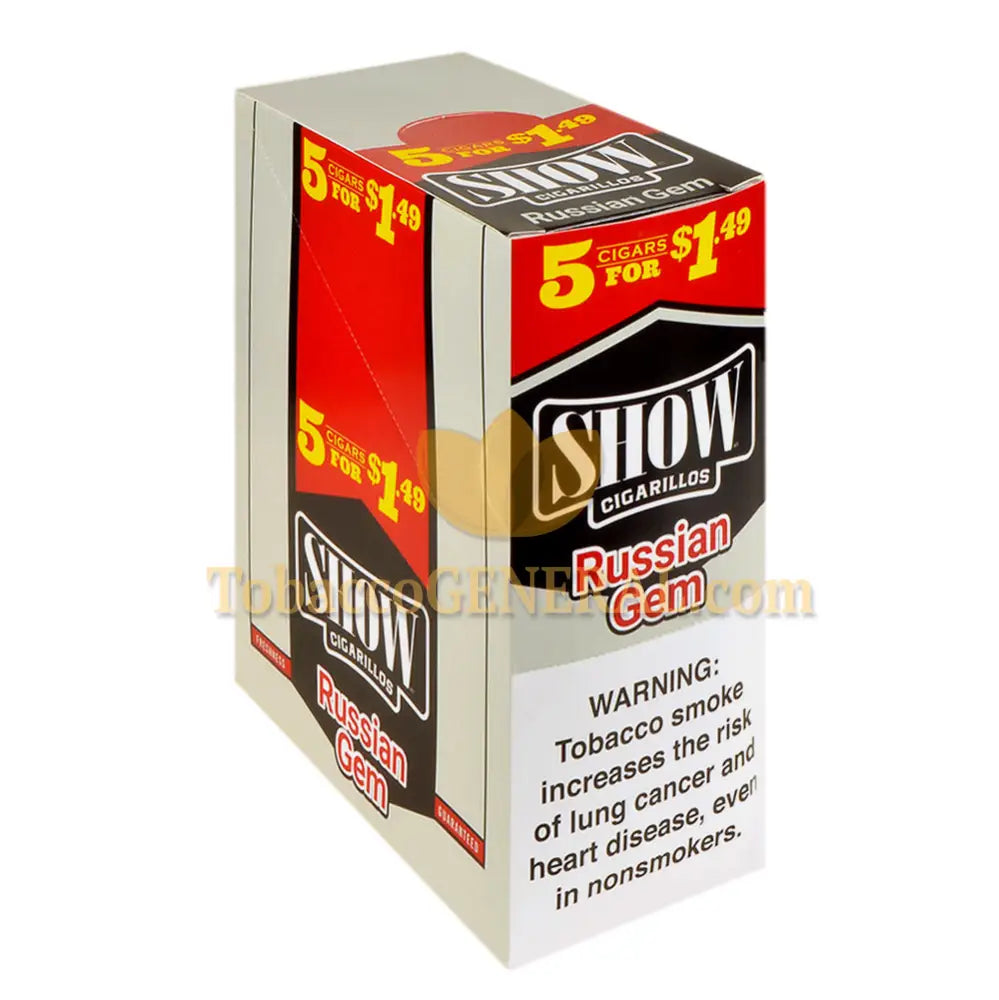 Show Cigarillos Russian Gem 1.49 Pre-Priced 15 Packs of 5