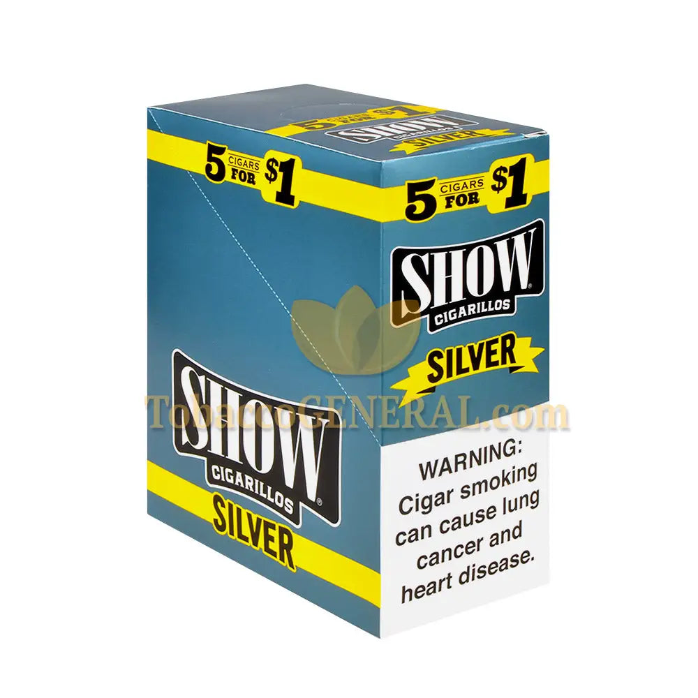 Show Cigarillos Silver Pre Priced 15 Packs of 5