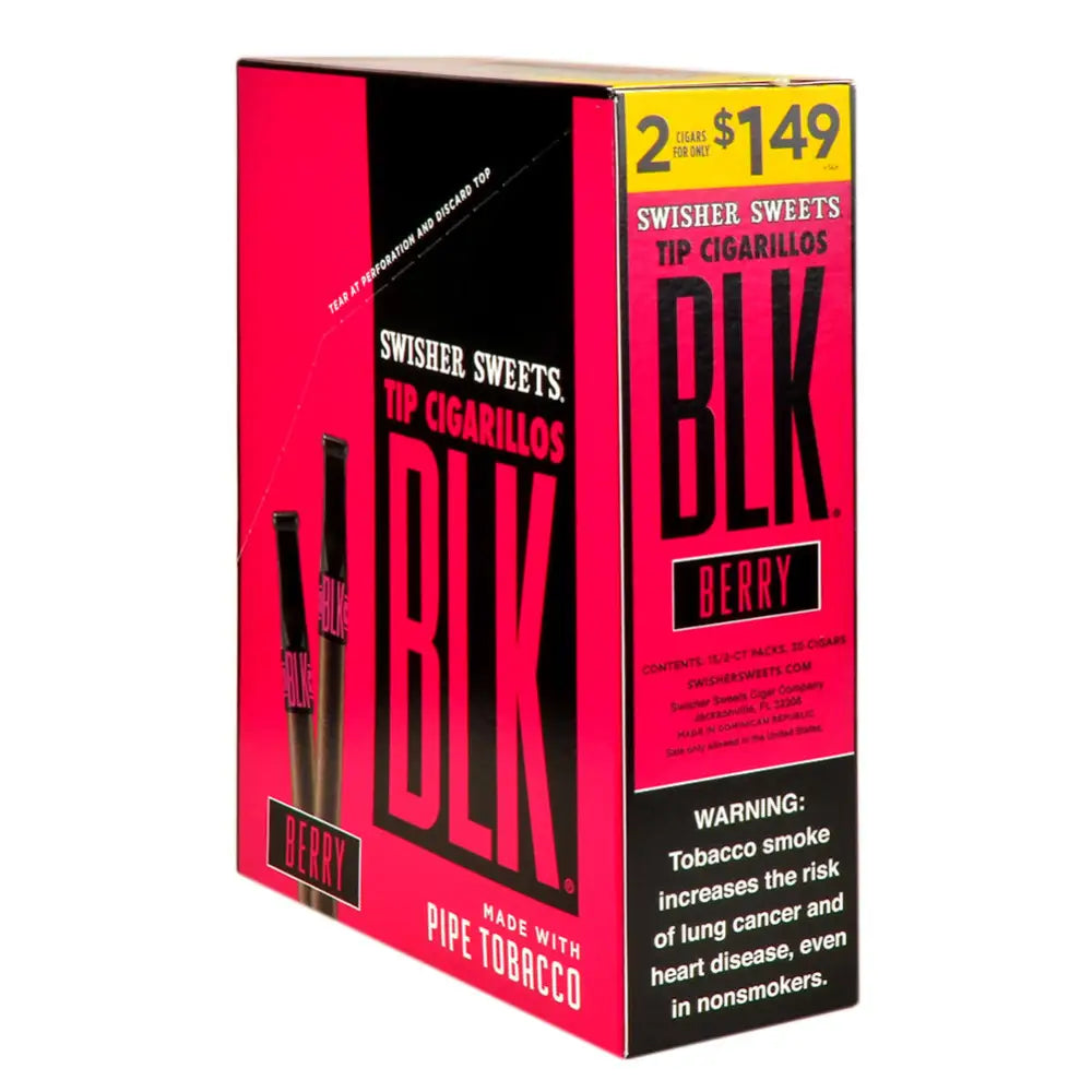 Swisher Sweets BLK Berry Tip Cigarillos 1.49 Pre-Priced 15 Packs of 2