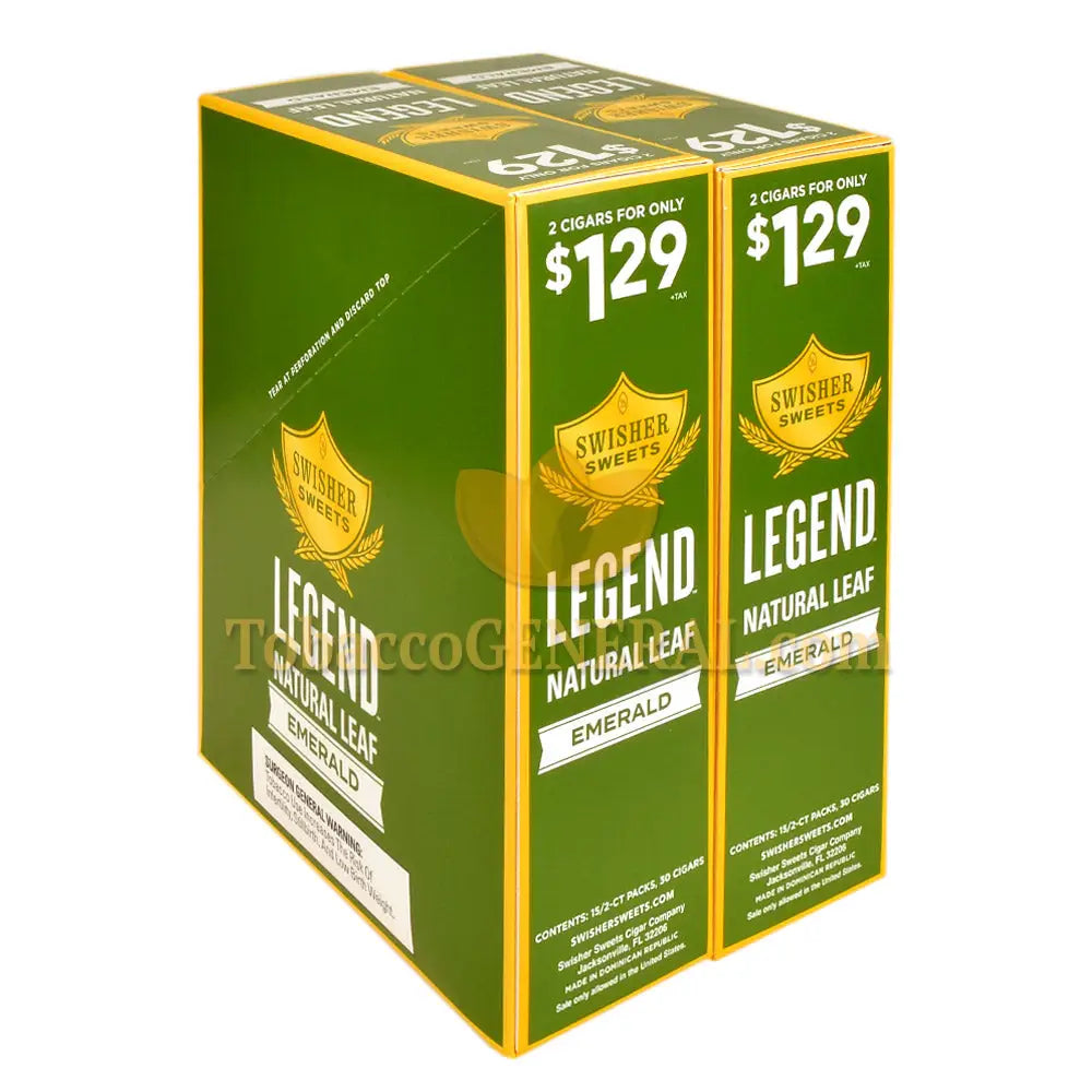 Swisher Sweets Legend Emerald 1.29 Pre-Priced Cigarillos 30 Packs of 2