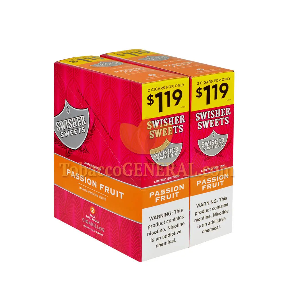Swisher Sweets Passion Fruit Cigarillos 1.19 Pre-Priced 30 Packs of 2