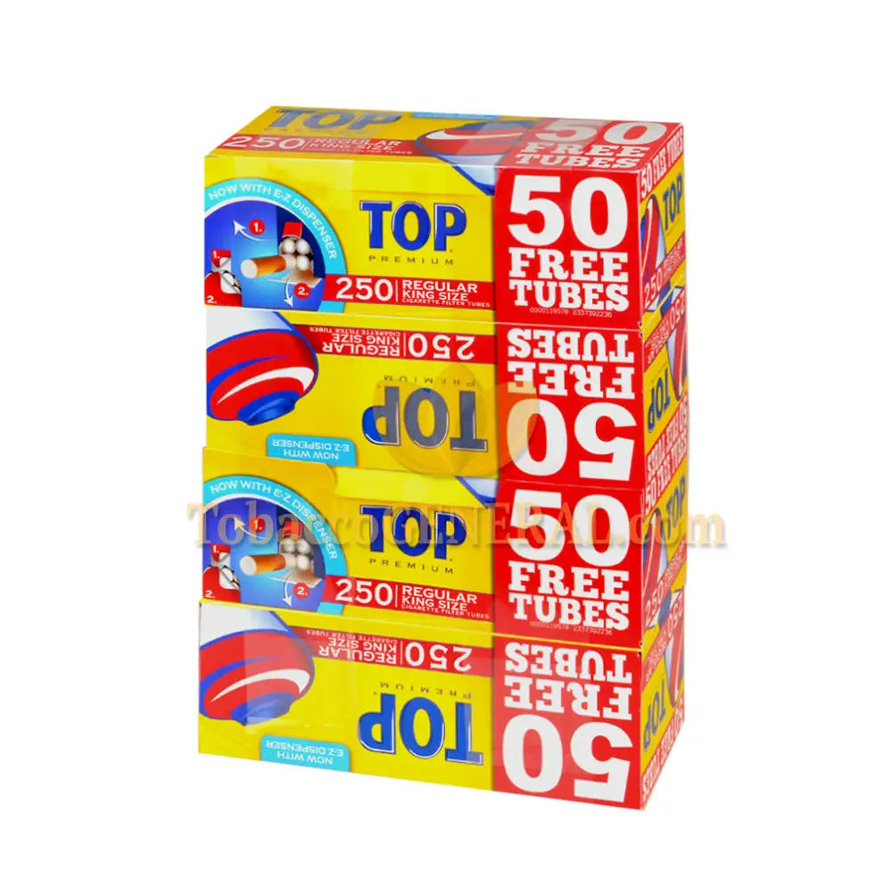 Top Premium Filter Tubes King Size Regular (Full Flavor) 4 Cartons of 250