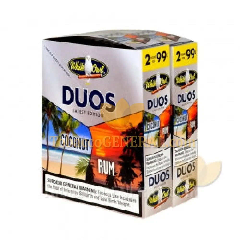 White Owl Duos Coconut/Rum Cigarillos 99c Pre Priced 30 Packs of 2