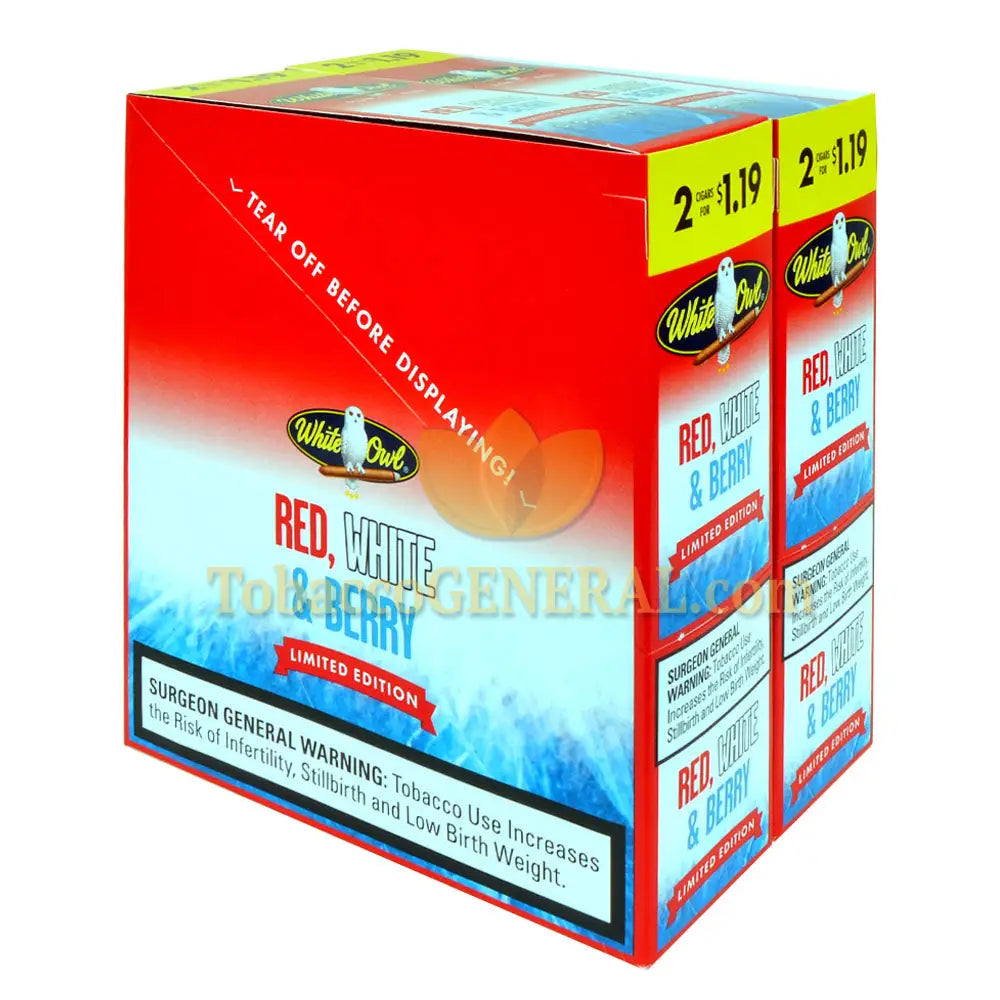 White Owl Red White & Berry Cigarillos 1.19 Pre-Priced 30 Packs of 2