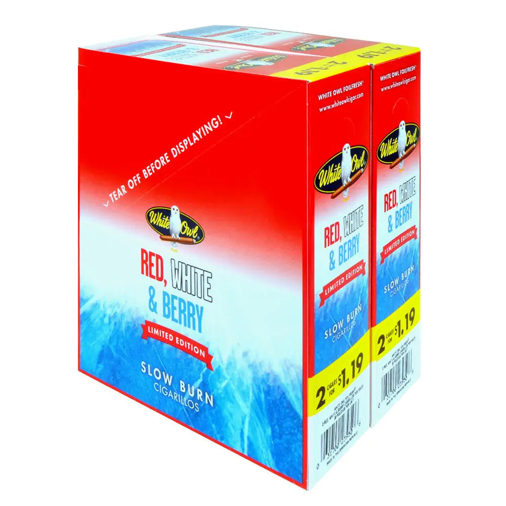White Owl Red White & Berry Cigarillos 1.19 Pre-Priced 30 Packs of 2