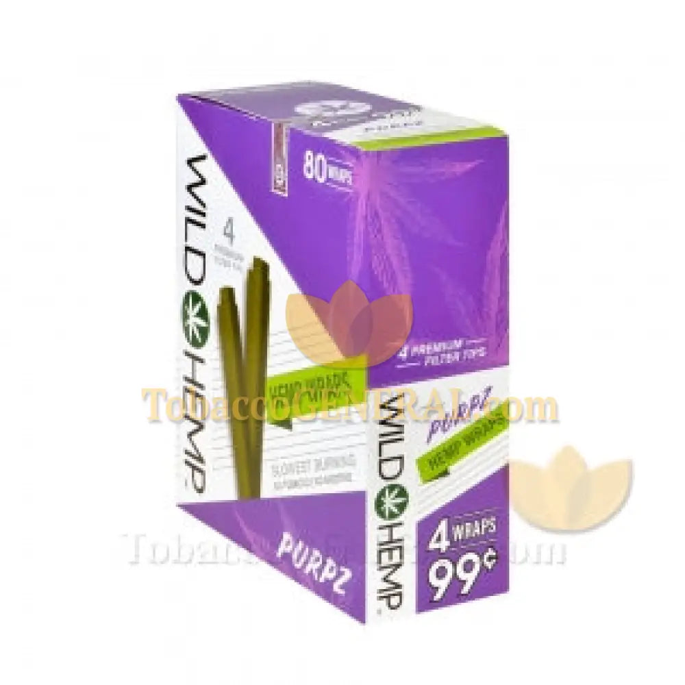 Wild Hemp Purpz Pre-Rolled Filter Wraps 99c Pre-Priced 20 Pouches of 4