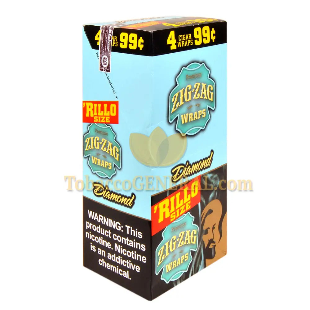 Zig Zag Rillo Size Cigar Wraps Diamond 15 Packs of 4 Pre-Priced