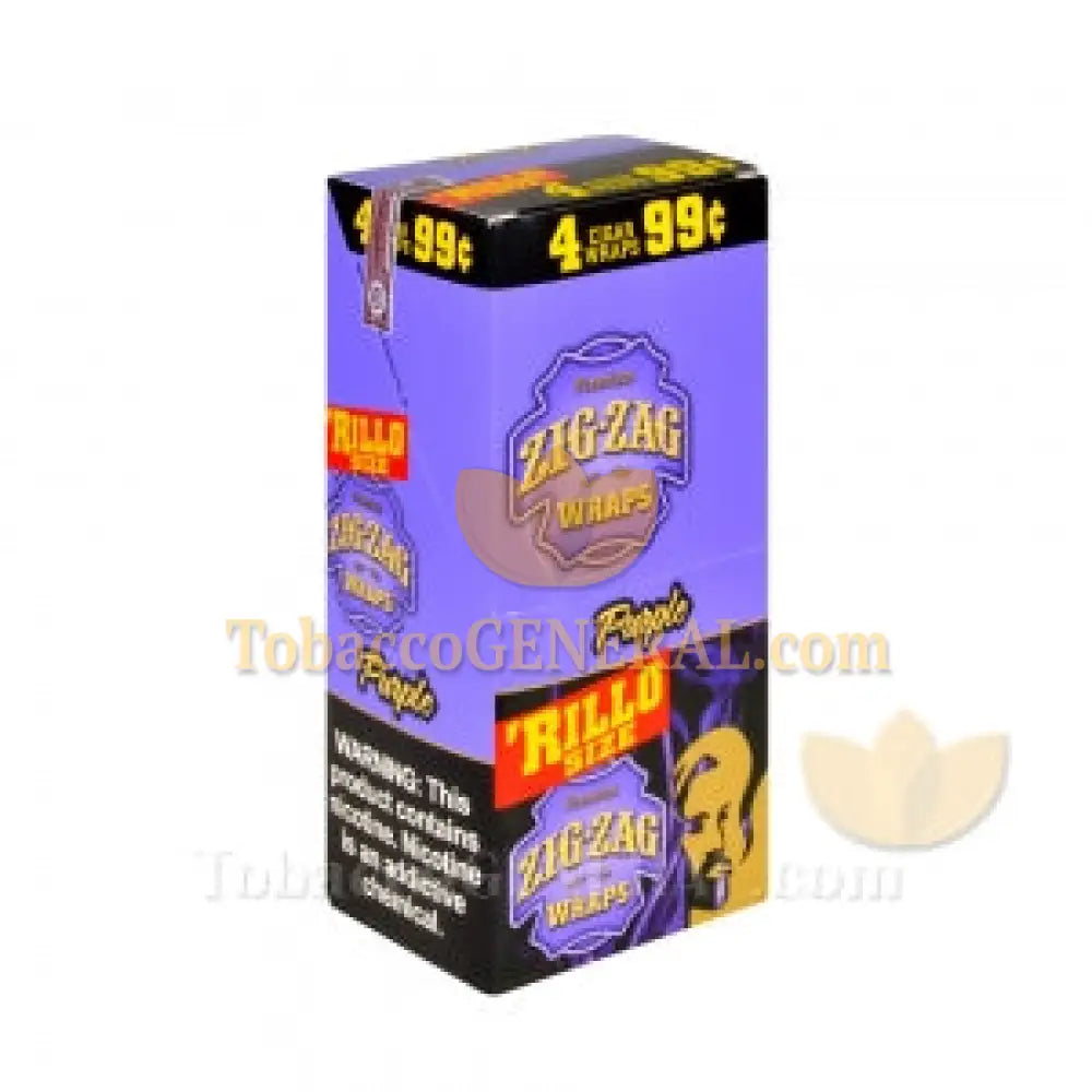 Zig Zag Rillo Size Cigar Wraps Purple 15 Packs of 4 Pre-Priced