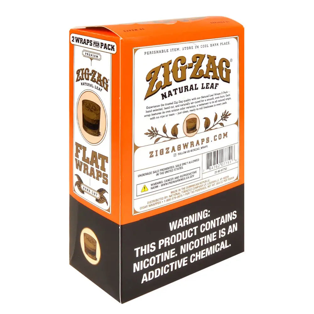 Zig Zag White Russian Natural Leaf Flat Wraps 2x10pk
