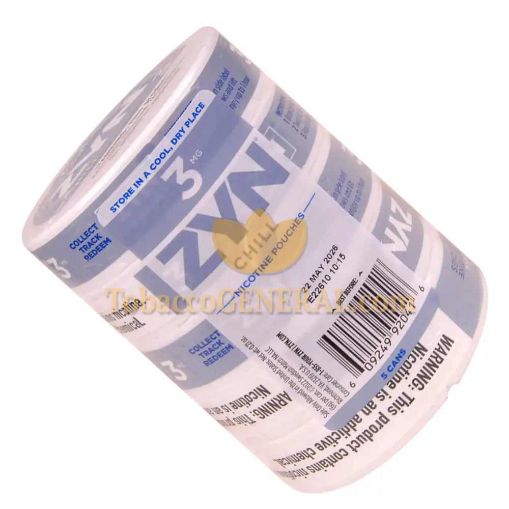 ZYN Nicotine Pouches 3mg 5 Cans of 15 Chill