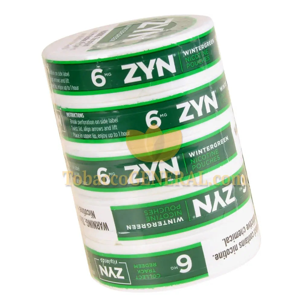 ZYN Nicotine Pouches 6mg 5 Cans of 15 Wintergreen