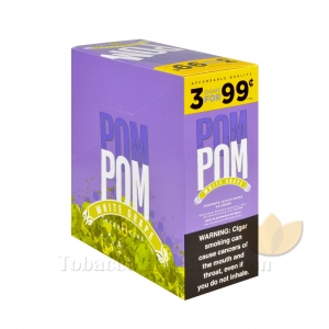 Pom Pom Cigarillos 99 Cent Pre Priced 15 Packs of 3 Cigars White Grape