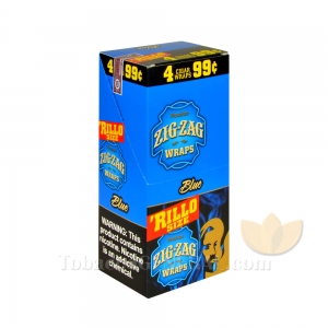 Zig Zag Rillo Size Cigar Wraps Blue 15 Packs of 4 Pre-Priced
