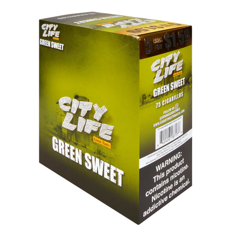 City Life Cigarillos 1.59 Pre-Priced 15 Packs of 5 Cigars Green Sweet