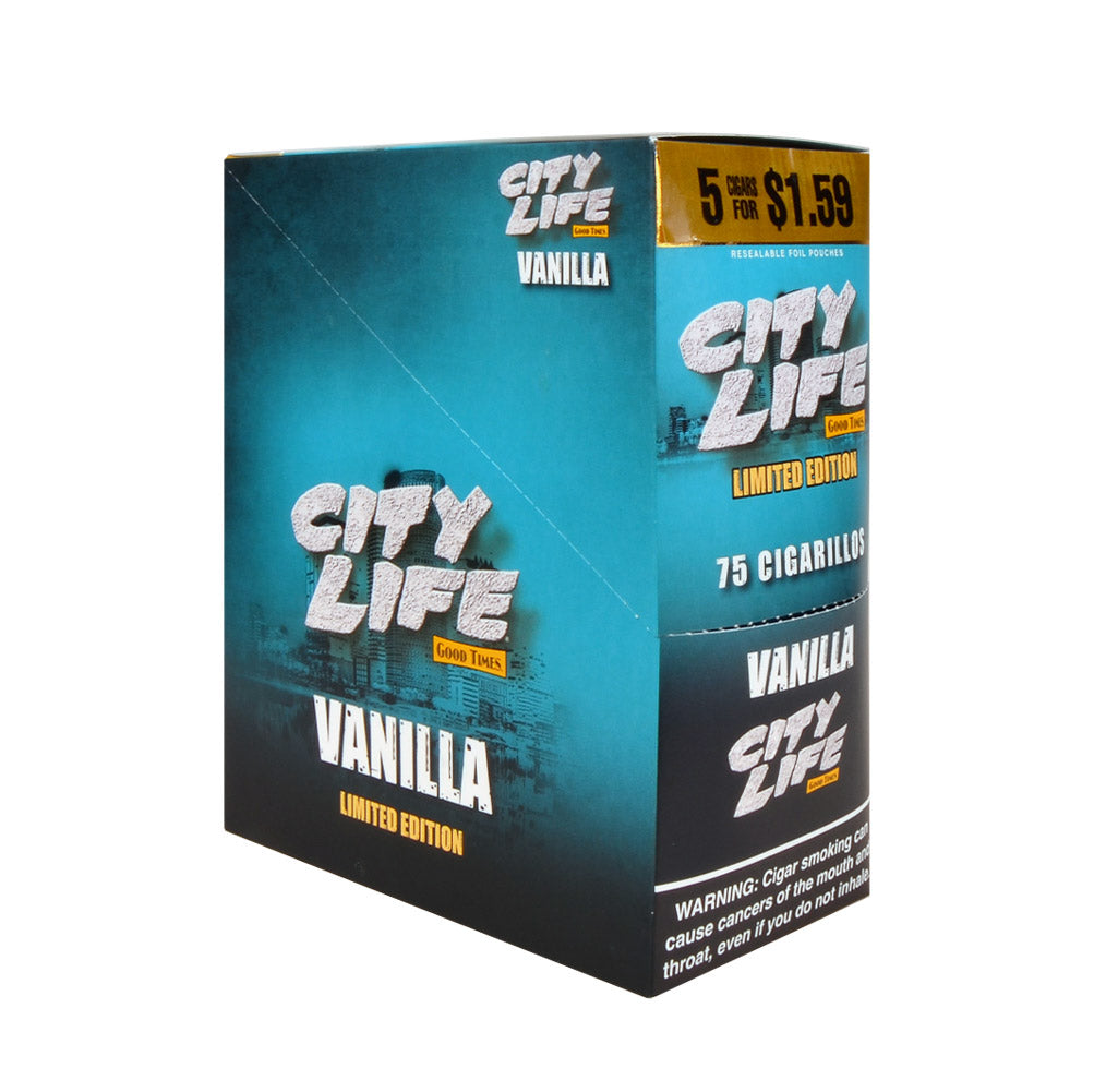 City Life Cigarillos 1.59 Pre-Priced 15 Packs of 5 Cigars Vanilla
