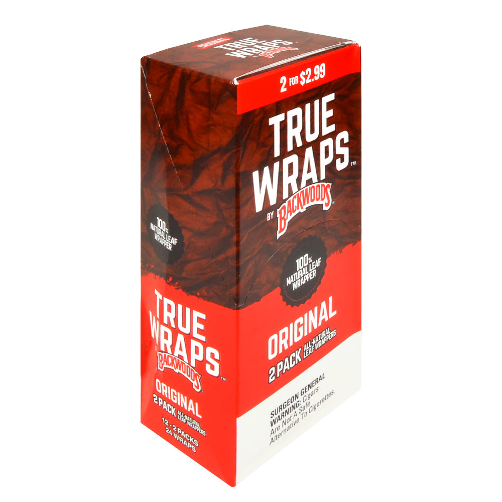 Backwoods True Wraps $2.99 All-Natural Leaf Wrappers 12 Packs of 2 Original