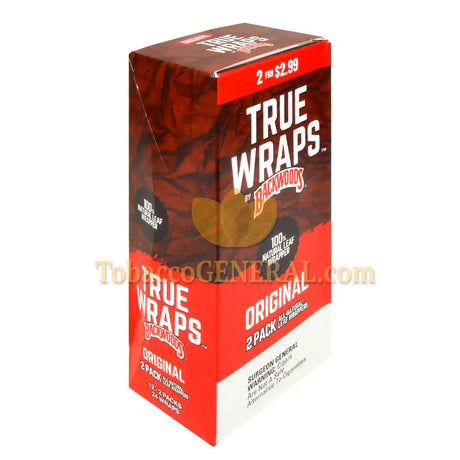 Backwoods True Wraps $2.99 All-Natural Leaf Wrappers 12 Packs of 2 Original