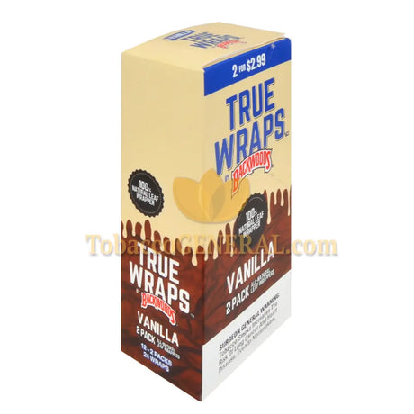 Backwoods True Wraps Vanilla $2.99 pre-priced 12 packs of 2