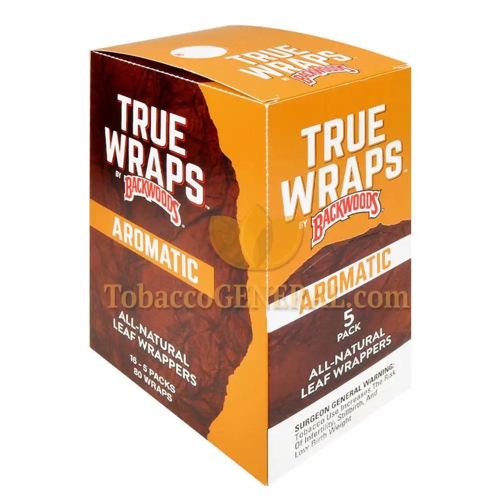 Backwoods True Wraps All-Natural Leaf Wrappers 16 Packs of 5 Aromatic