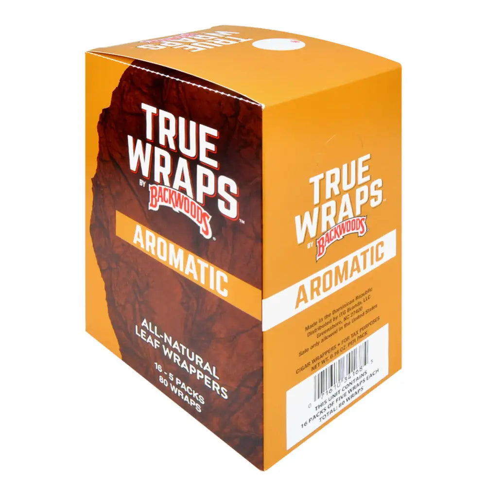 Backwoods True Wraps All-Natural Leaf Wrappers 16 Packs of 5 Aromatic
