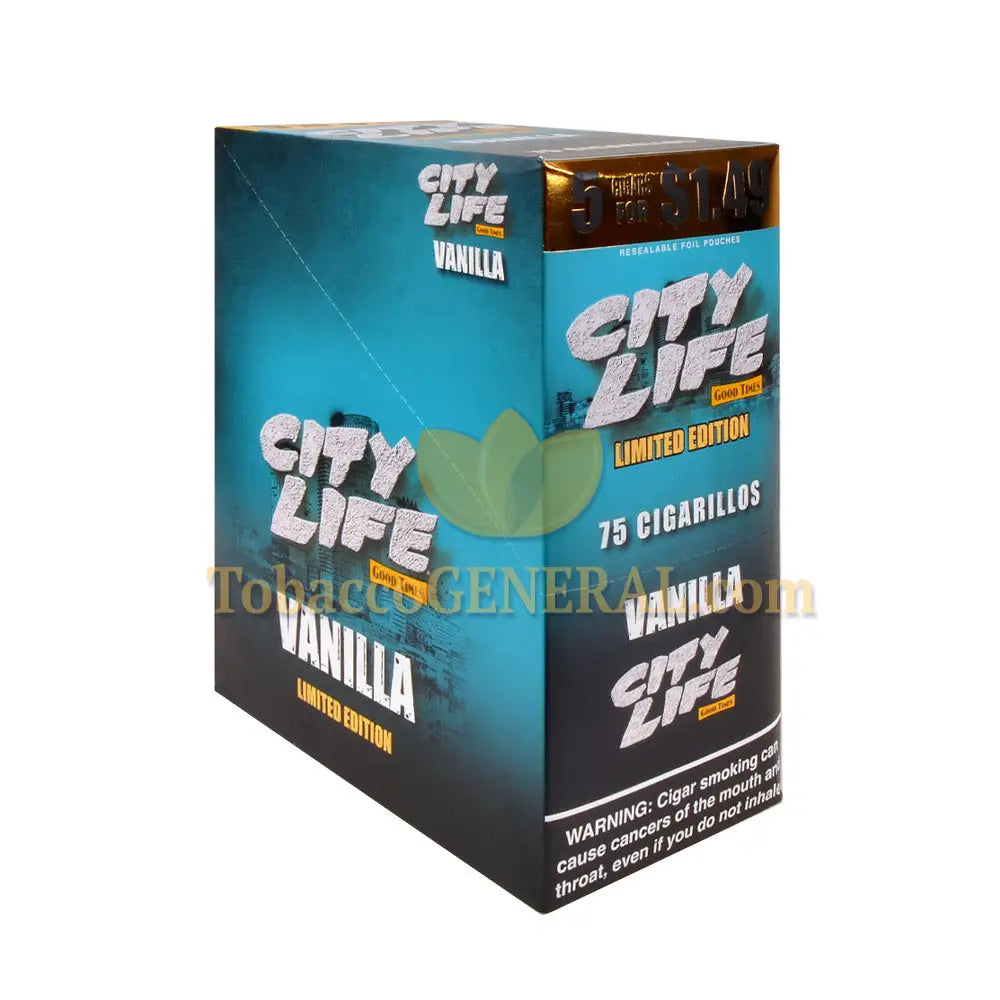 City Life Cigarillos 1.49 Pre-Priced 15 Packs of 5 Cigars Vanilla