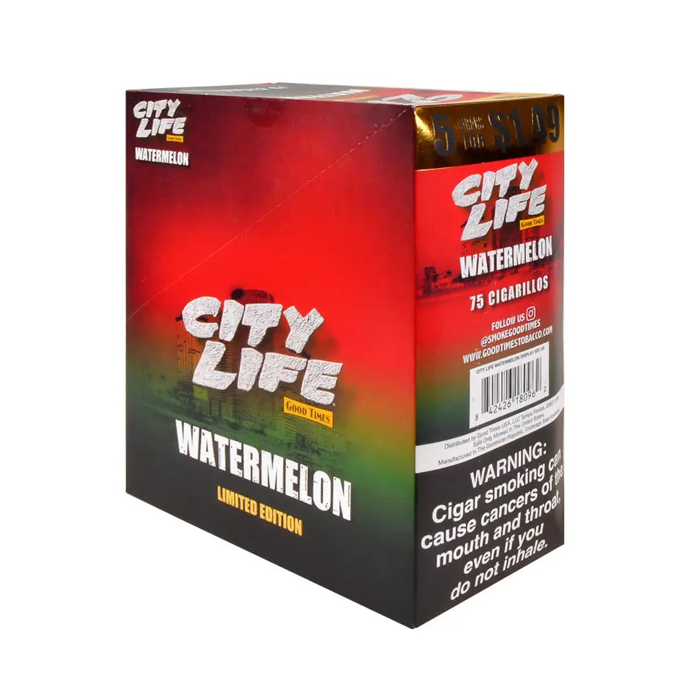 City Life Cigarillos 1.49 Pre-Priced 15 Packs of 5 Cigars Watermelon