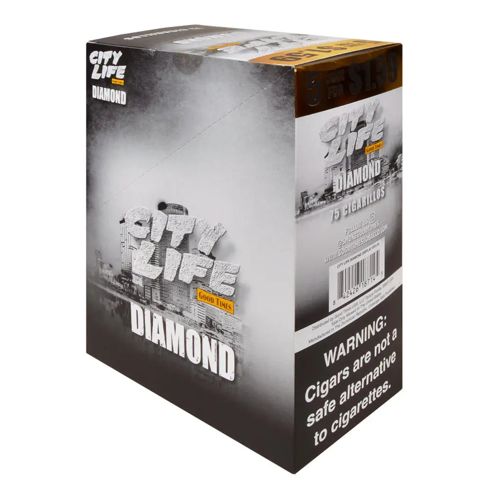 City Life Cigarillos 1.59 Pre-Priced 15 Packs of 5 Cigars Diamond