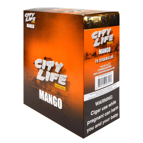 City Life Cigarillos 1.59 Pre-Priced 15 Packs of 5 Cigars Mango