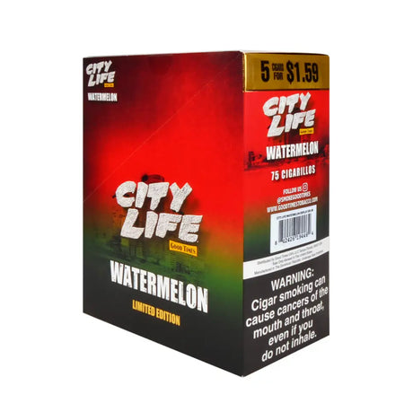 City Life Cigarillos 1.59 Pre-Priced 15 Packs of 5 Cigars Watermelon