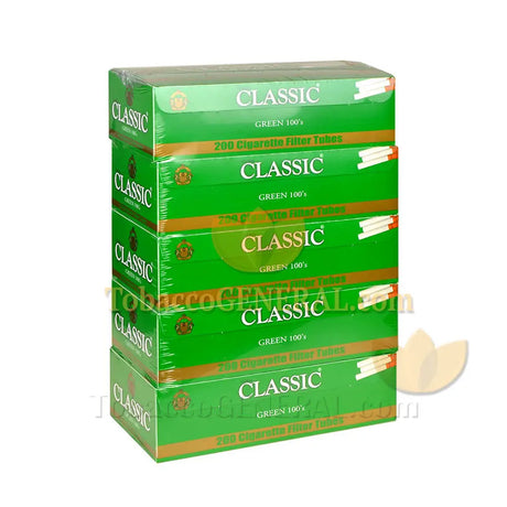 Classic Filter Tubes 100 mm Green (Menthol) 5 Cartons of 200