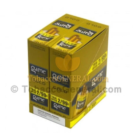 Game Cigarillos Foil 2 for 99 Cents 30 Packs of 2 Cigars Gold