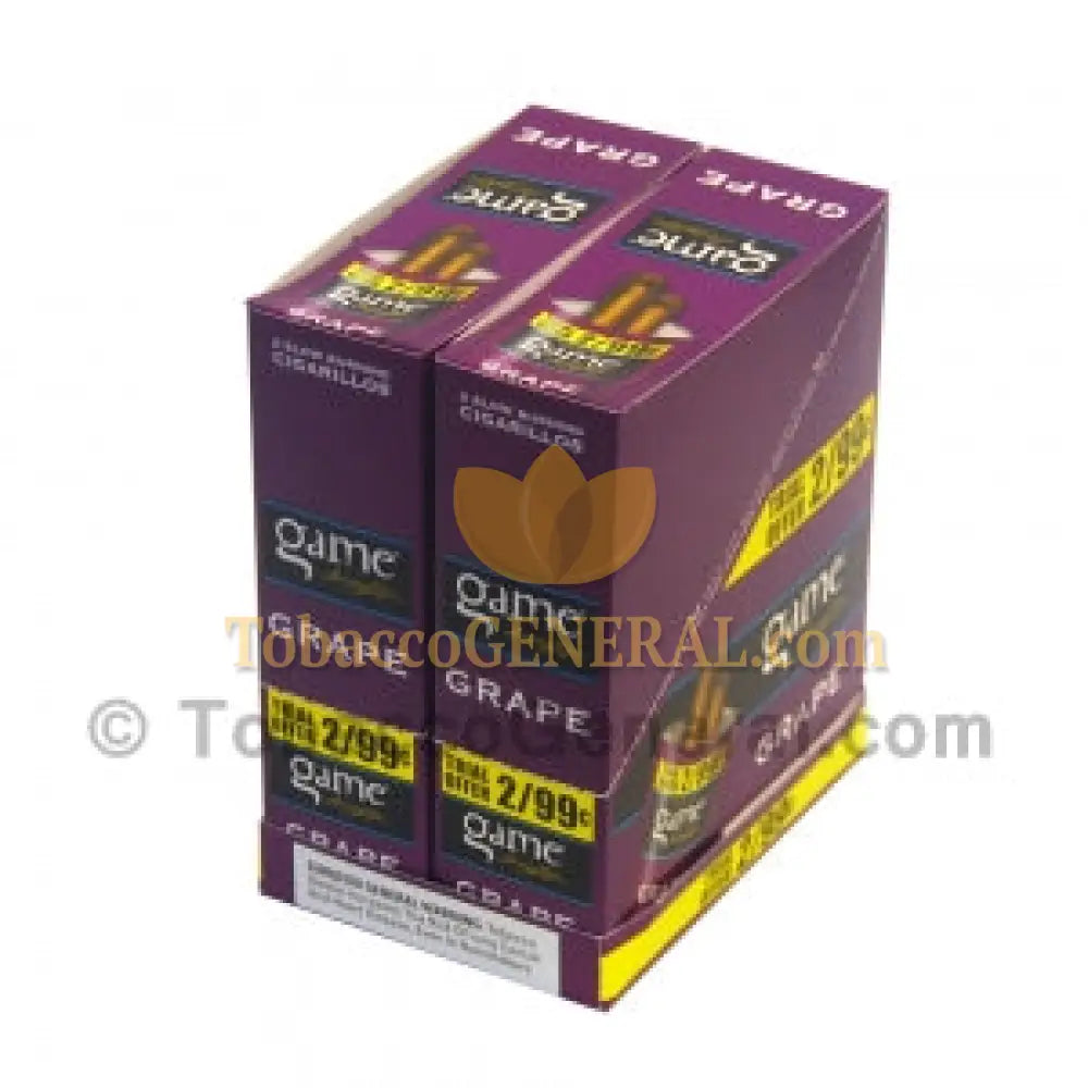 Game Cigarillos Foil 2 for 99 Cents 30 Packs of 2 Cigars Grape
