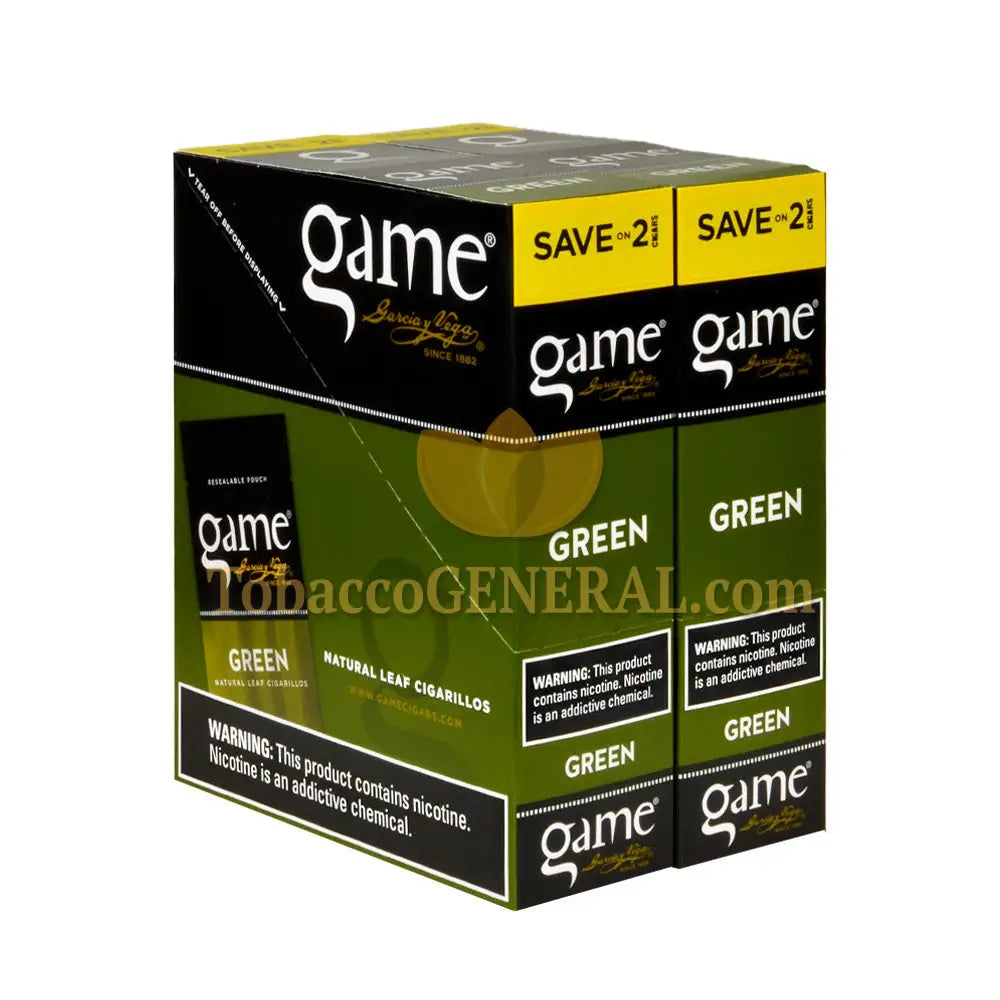 Game Cigarillos Foil 30 Packs of 2 Cigars Green