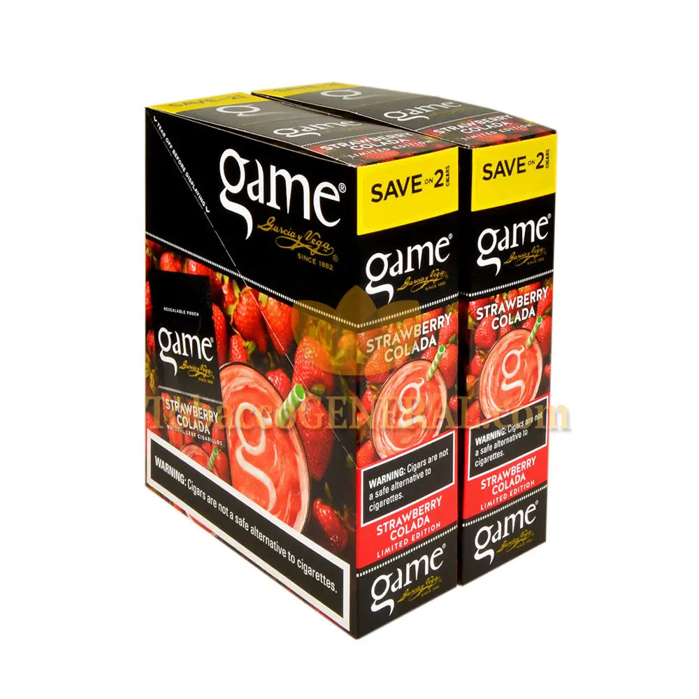 Game Cigarillos Foil 30 Packs of 2 Cigars Strawberry Colada