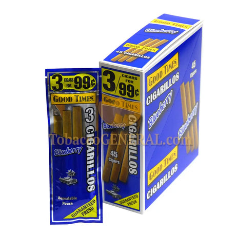 Good Times Cigarillos Blueberry 3 for 99 Cents Pre Priced 15 Packs of 3 1