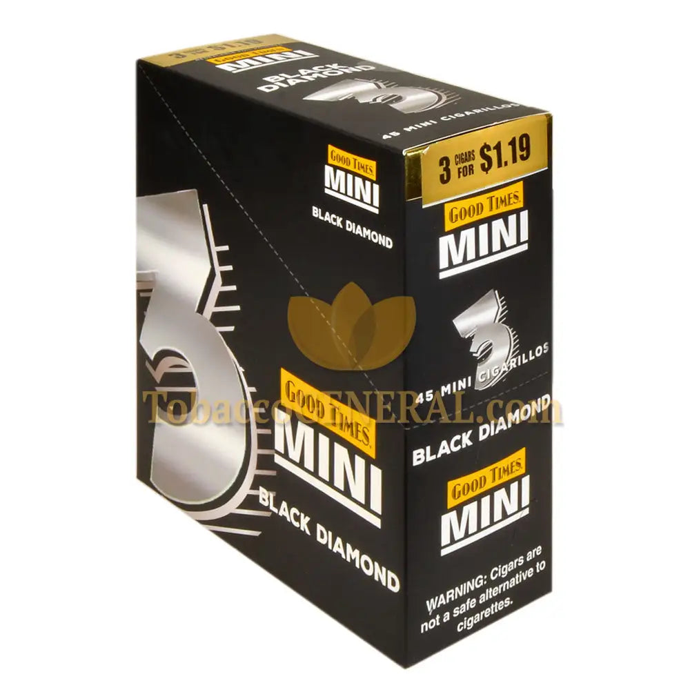 black diamond cigarettes Good Times Mini Cigarillos 15 Packs of 3 Pre-Priced $1.19 Black Diamon black diamond cigarettes Good Times Mini Cigarillos 15 Packs of 3 Pre-Priced $1.19 Black Diamon