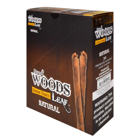 Good Times Sweet Woods Leaf Cigars 1.69 Pre-Priced 15 Packs of 2 Natural