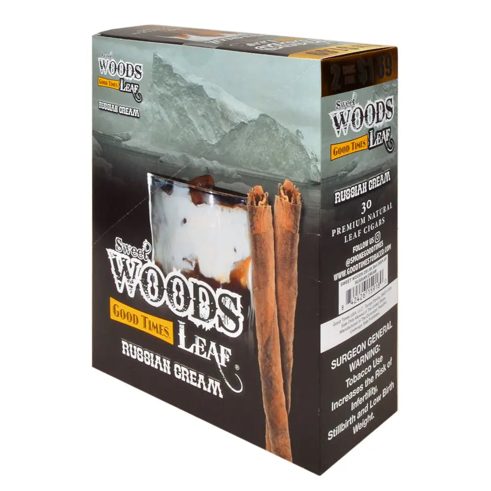 Good Times Sweet Woods Leaf Cigars 1.69 Pre-Priced 15 Packs of 2 Russian Cream