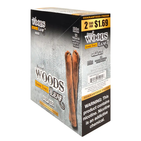 Good Times Sweet Woods Leaf Cigars 1.69 Pre-Priced 15 Packs of 2 Silver