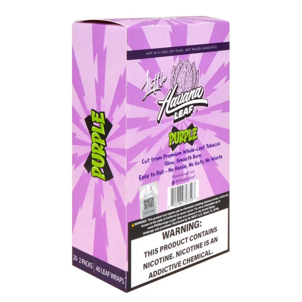 Havana Leaf Little Tobacco Wraps Purple Havana $1.99 Pre-Priced 20 Packs of 2
