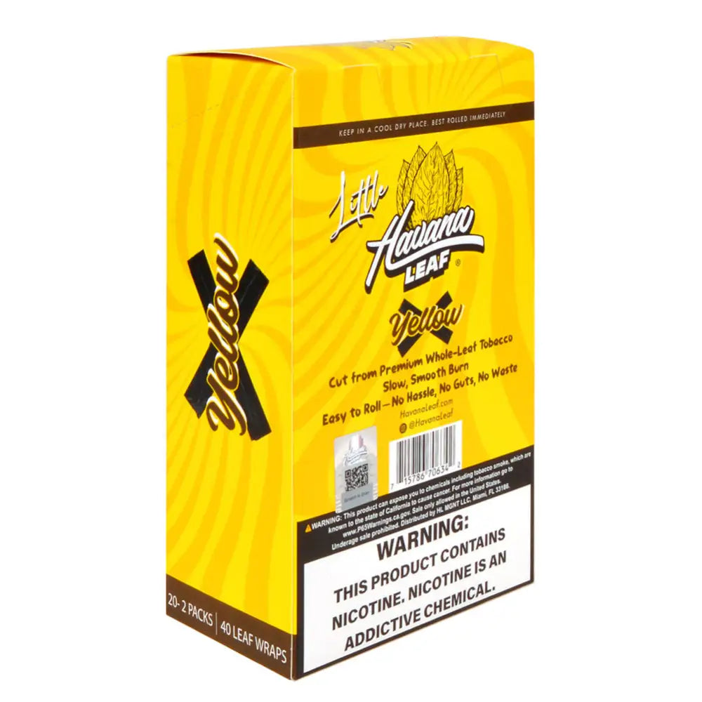 Havana Leaf Little Tobacco Wraps Yellow Havana $1.99 Pre-Priced 20 Packs of 2