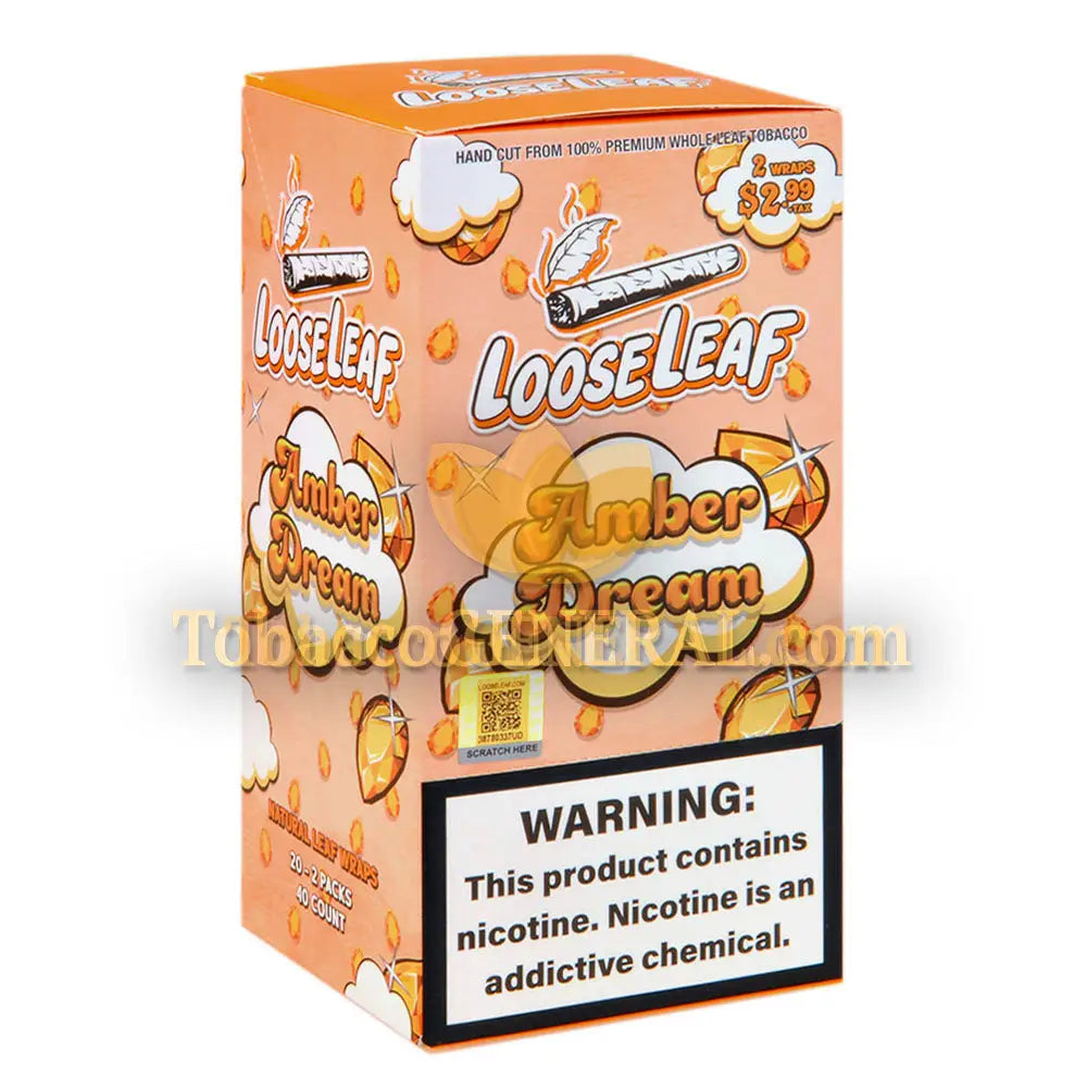 dream tobacco Loose Leaf Amber Dream Wraps 20 Packs of 2, $2.99