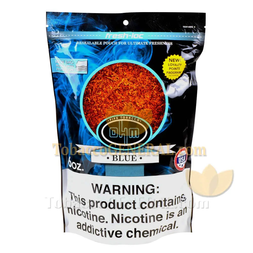 blue tobacco flavor OHM Blue (Mild) Pipe Tobacco Pack 6 oz. Pack blue tobacco flavor OHM Blue (Mild) Pipe Tobacco Pack 6 oz. Pack