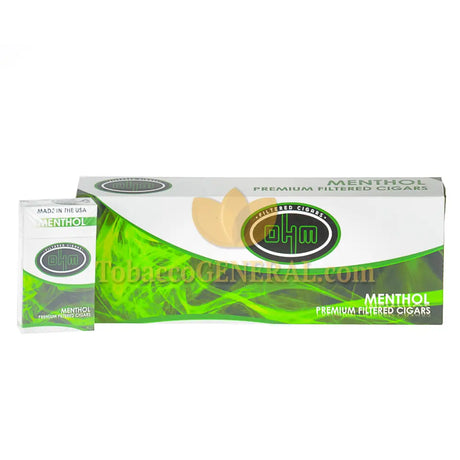 OHM Menthol Filtered Cigars 10 Packs of 20 1