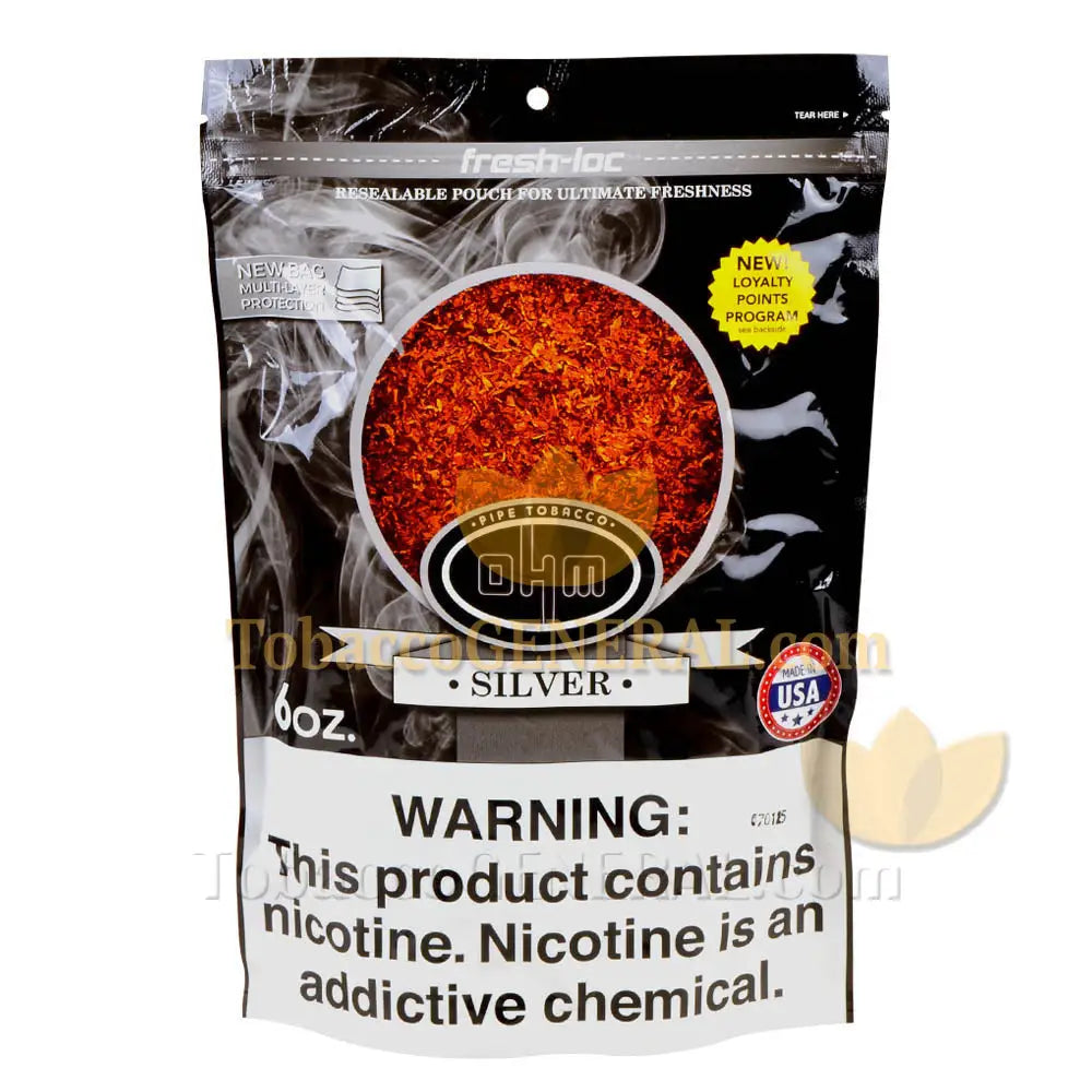 OHM Silver Pipe Tobacco Pack 6 oz. Pack