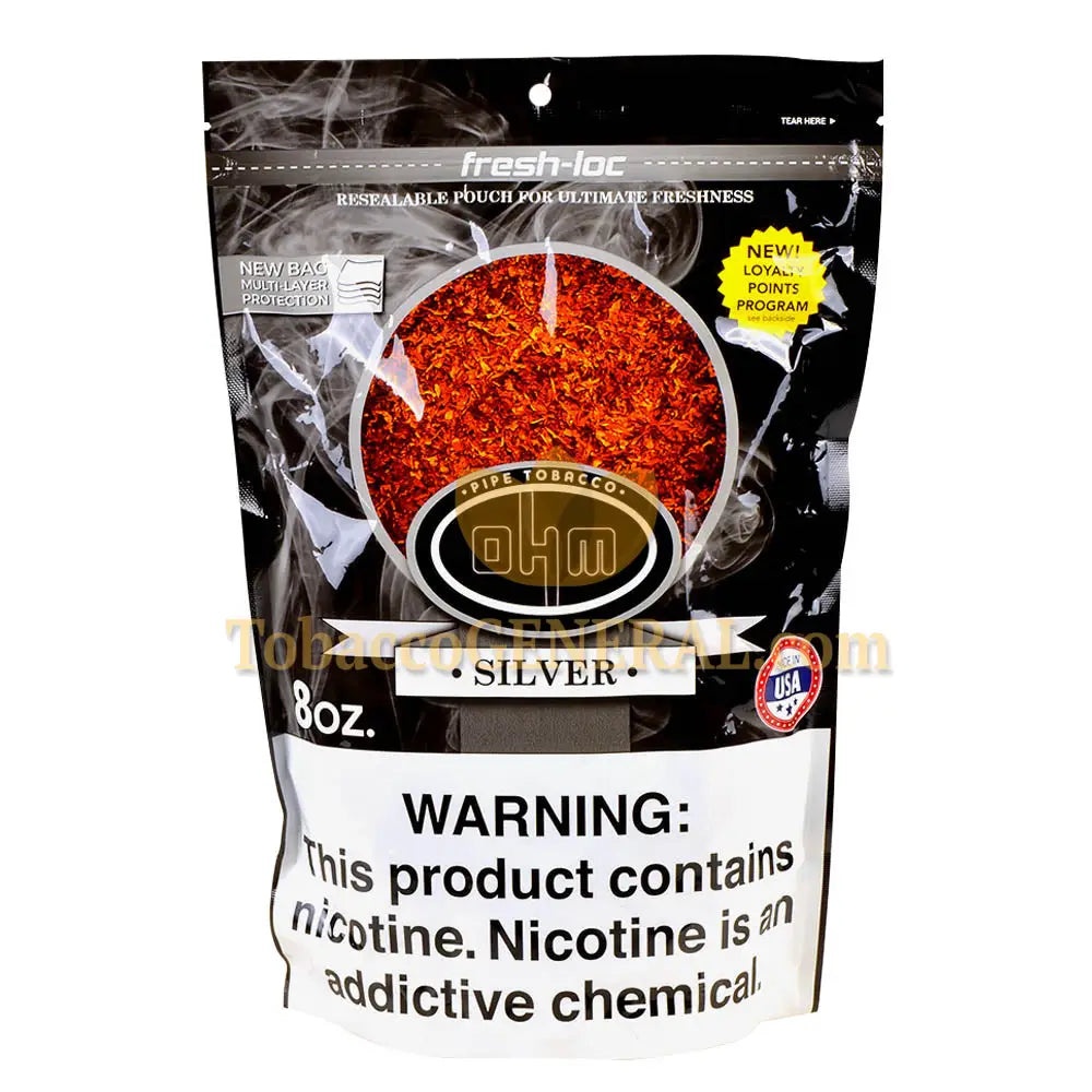 OHM Silver Pipe Tobacco Pack 8 oz. Pack