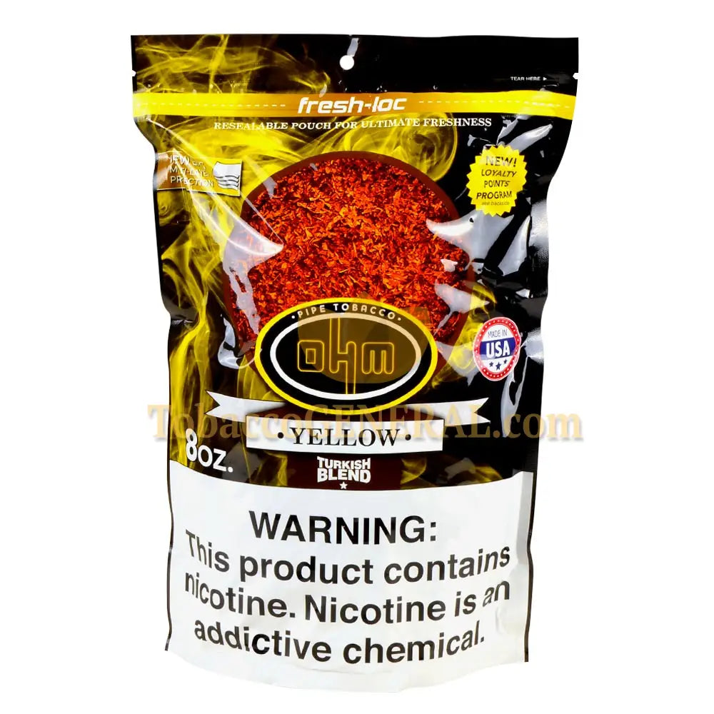 OHM Turkish Yellow Pipe Tobacco Pack 8 oz. Pack