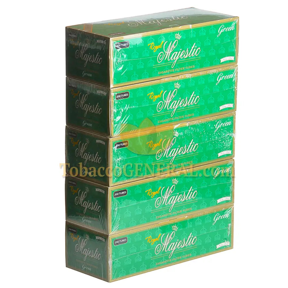 Royal Majestic Filter Tubes King Size Green (Menthol) 5 Cartons of 200 1