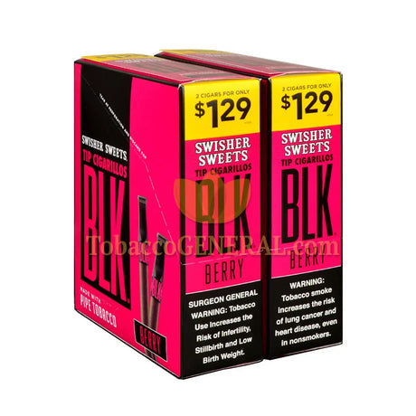 Swisher Sweets BLK Berry Tip Cigarillos 1.29 Pre-Priced 30 Packs of 2